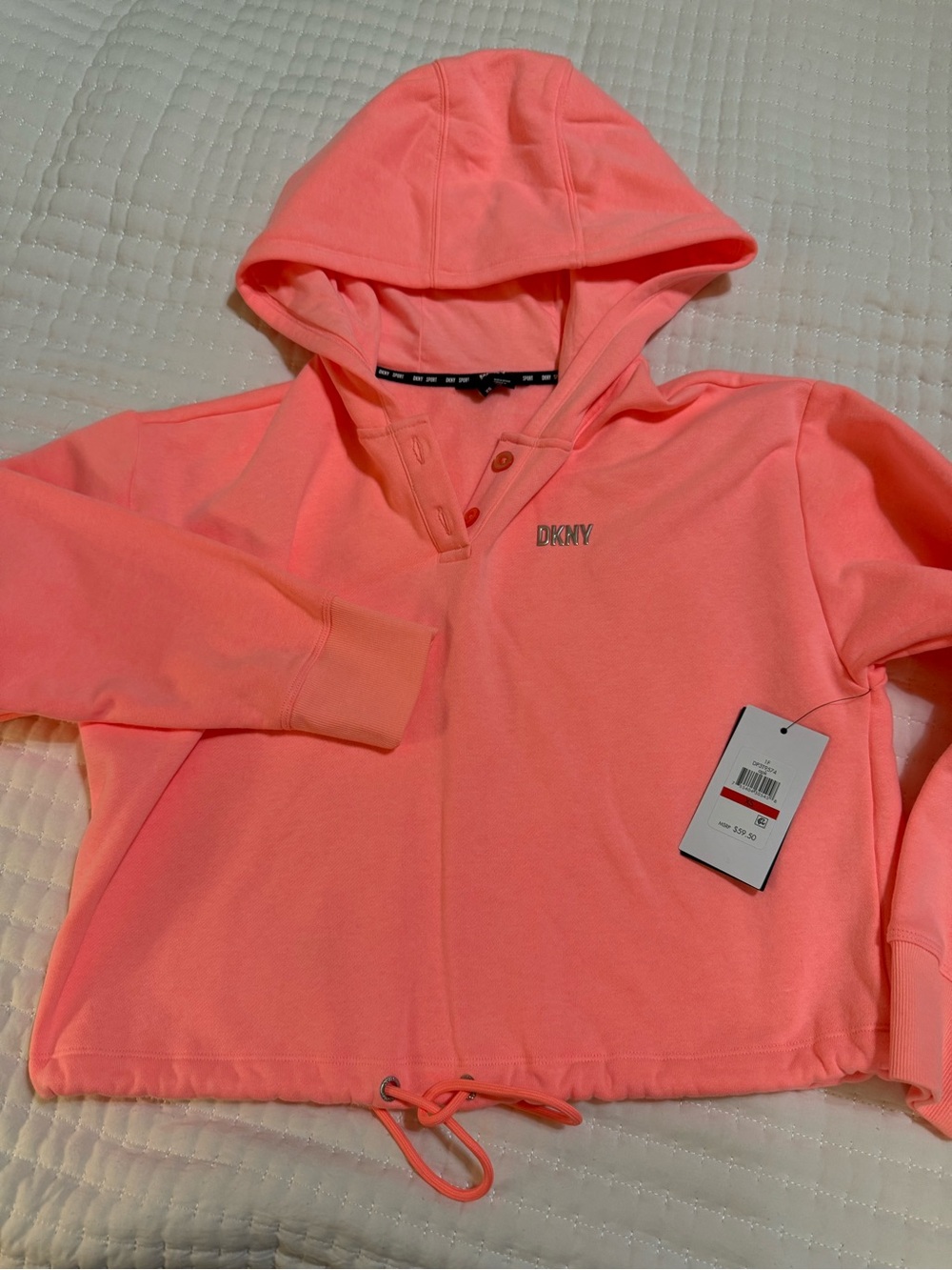 DKNY Neon Orange Hoodie Top